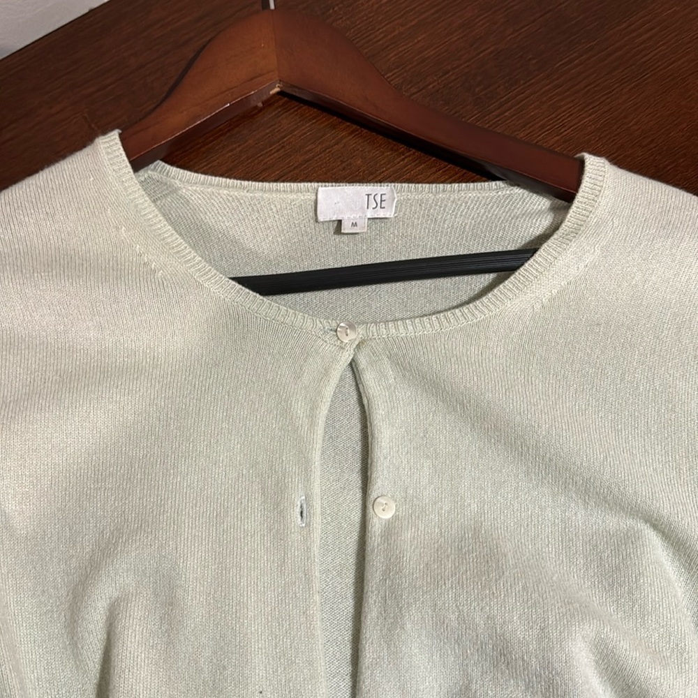 TSE Mint Green 100% Cashmere Cardigan Sweater Size M